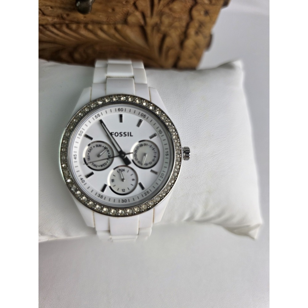 Fossil‎ ES1967 Crystal Ladies Stella Day Watch White Links